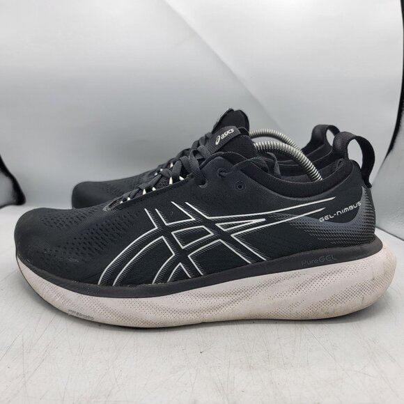 Asics Gel Nimbus 25 Mens Size 11 Running Shoes Black White Athletic Outdoors